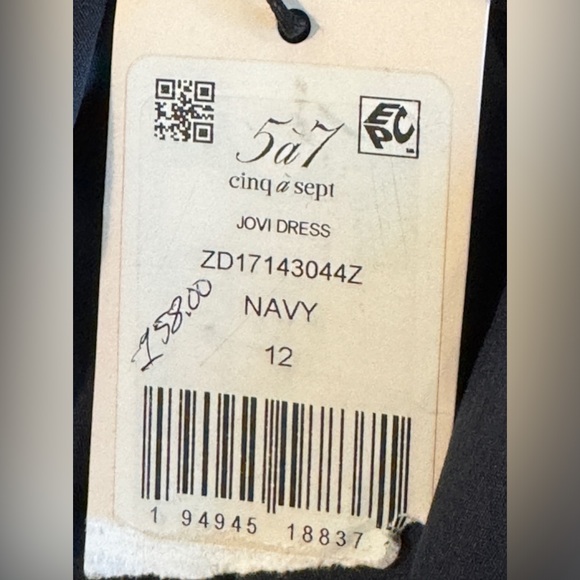 cinq a sept Navy Puff-Sleeve Smocked Mini Dress - Picture 10 of 12